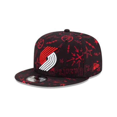 Portland Trail Blazers Gorra | New Era NBA Doodle 9fifty Snapback Cap Mexico - Negros